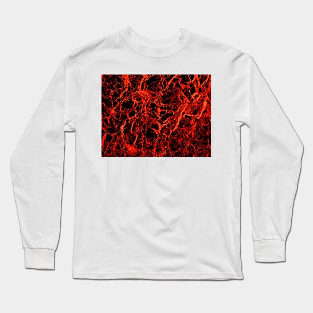 Orange Marble Texture Long Sleeve T-Shirt by MarbleTextures